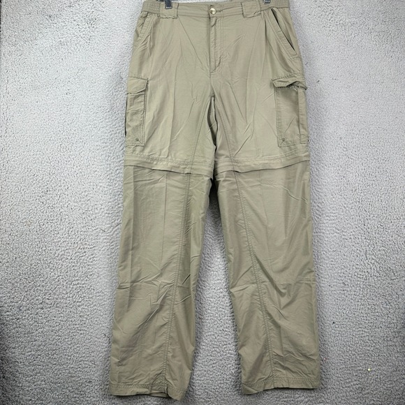 Columbia Grt Mens Medium Convertible Cargo Pants Beige Nylon Pocket Hiking EUC